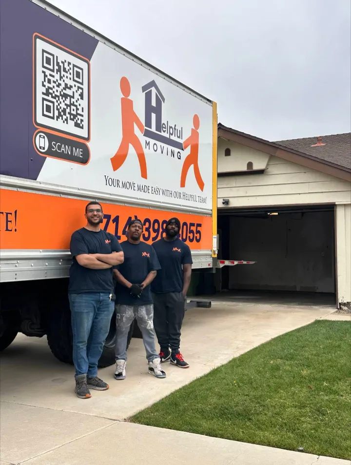 Helpful Moving movers carrying furniture during an Orange County residential move