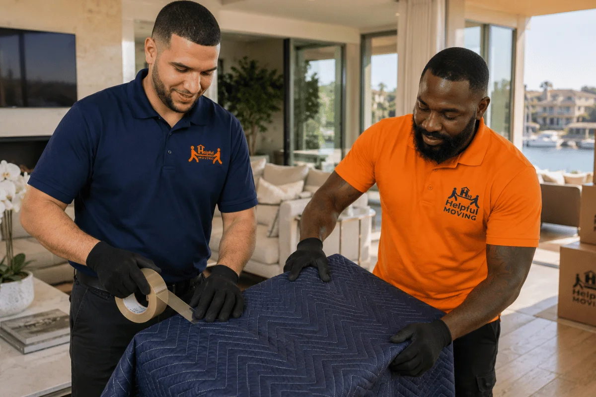 Noah from Helpful Moving providing professional packing services in Orange County