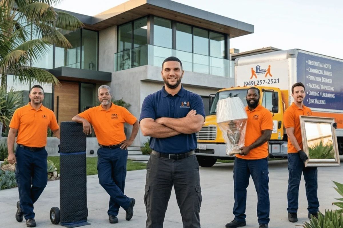 Helpful Moving crew loading a residential move in Orange County CA