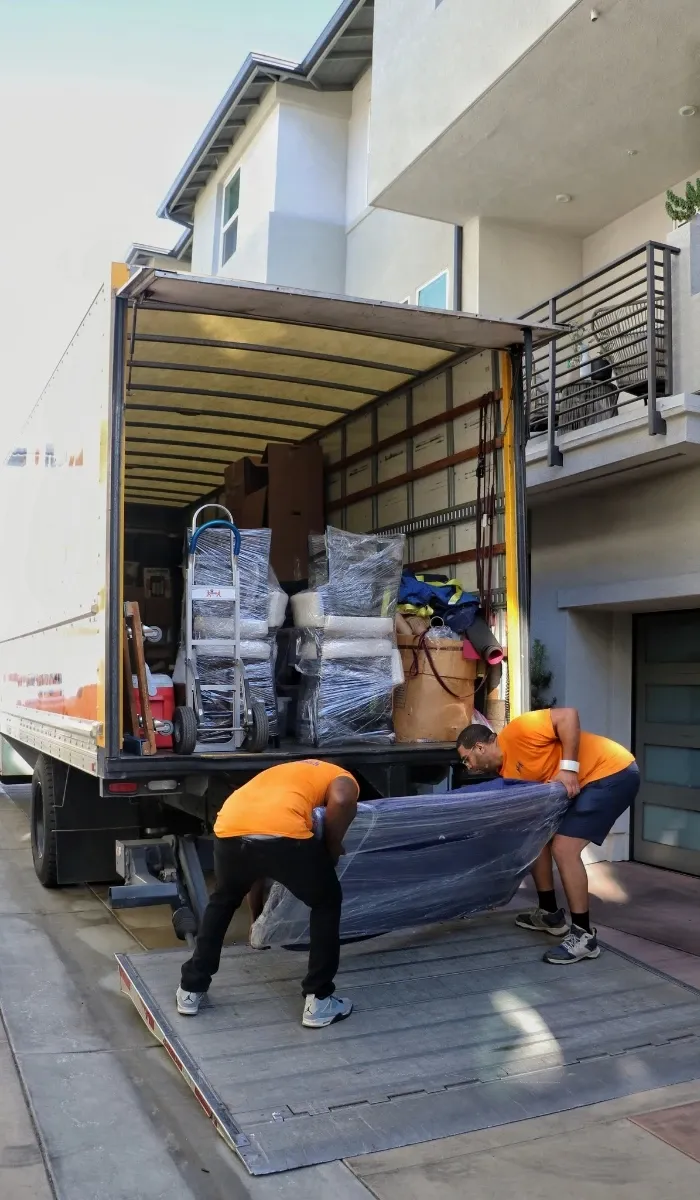 Helpful Moving branded moving truck parked at an Orange County home