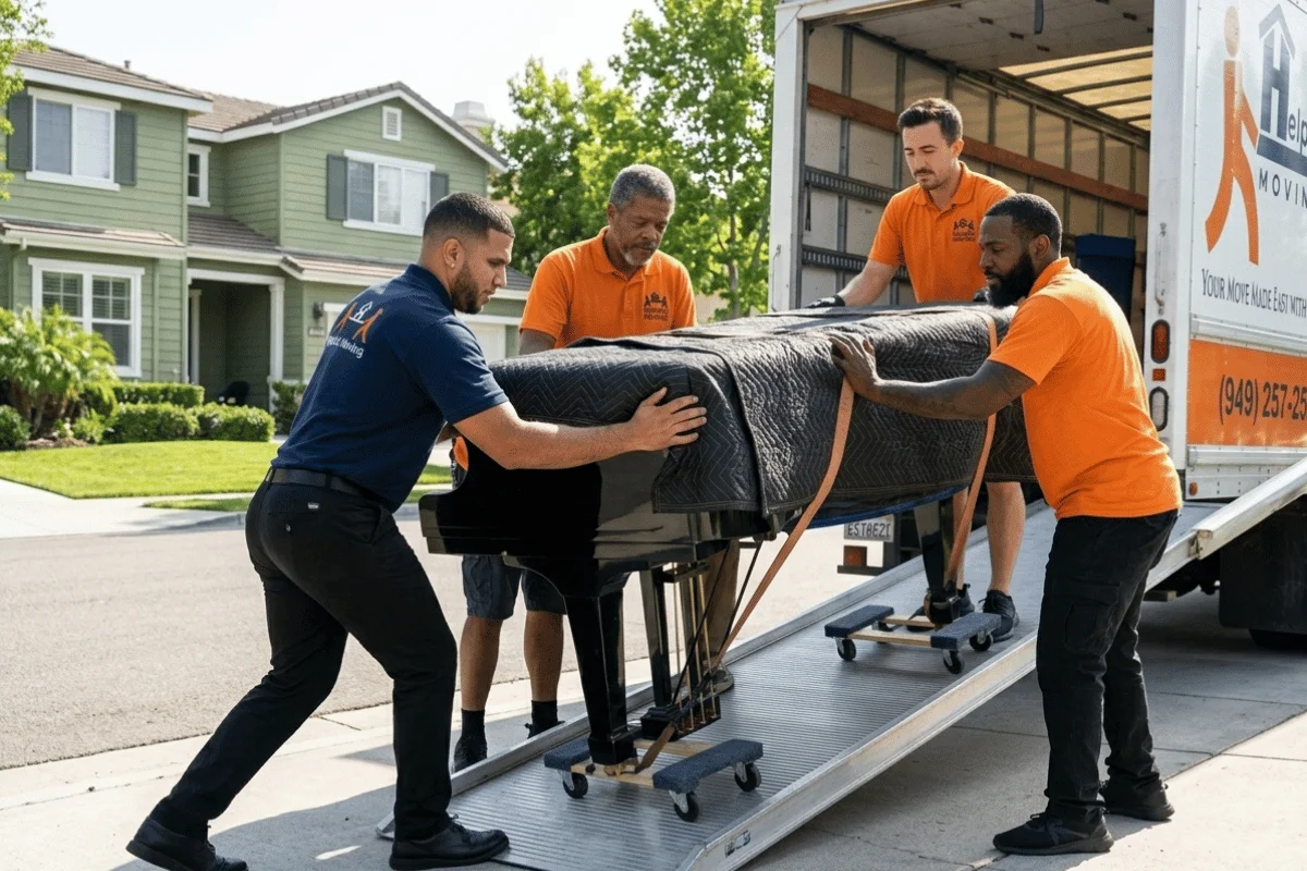 Helpful Moving handling a grand piano move in Orange County CA