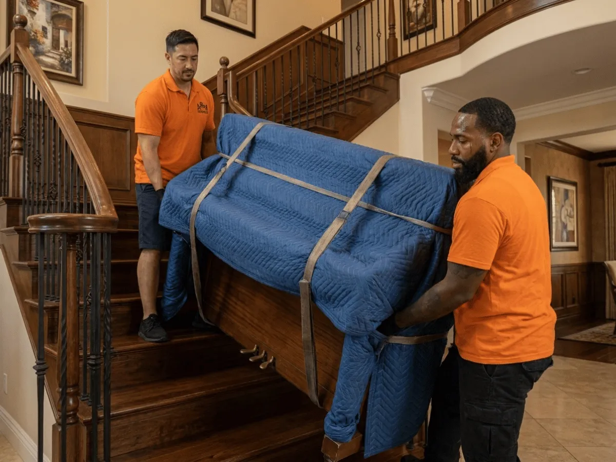 Helpful Moving professional packer wrapping fragile items with premium materials