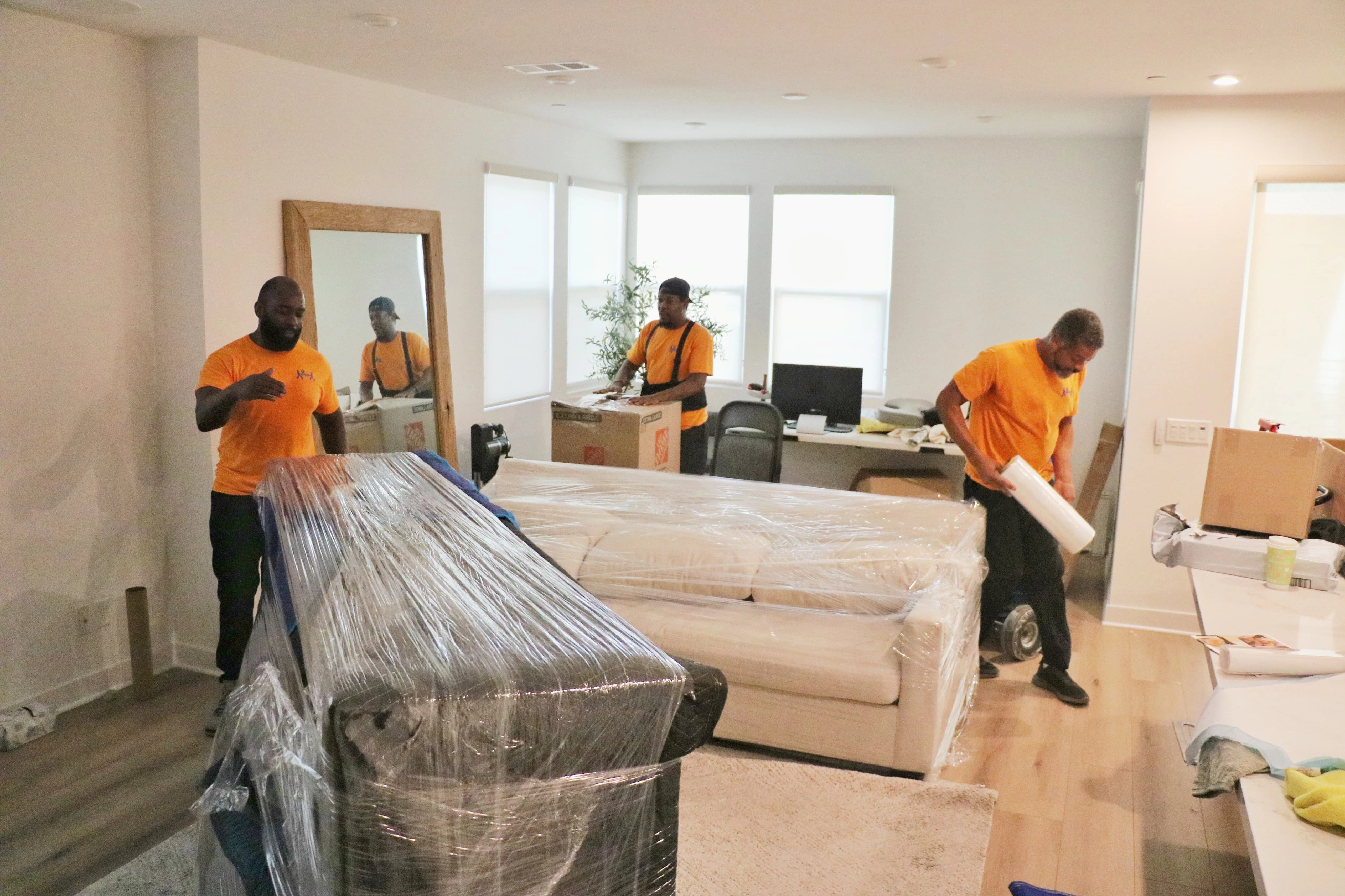 Office furniture being moved